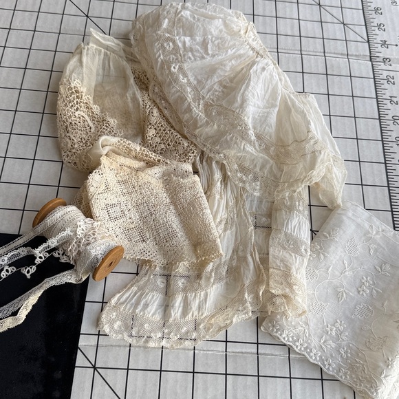 Other - Antique Lace Collar & Trim Lot Victorian Edwardian Filet Lace Heirloom Sewing
